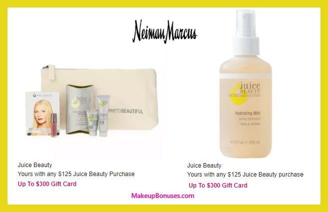 Receive a free 6-pc gift with your $125 Juice Beauty purchase