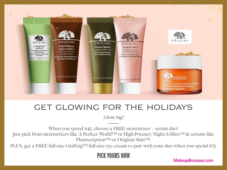 Receive a free 3-pc gift with your $75 Origins purchase