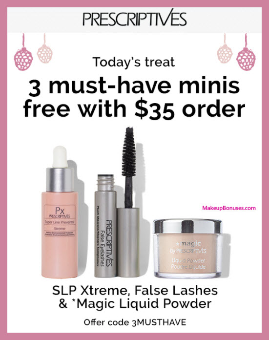 Receive a free 3-pc gift with your $35 Prescriptives purchase