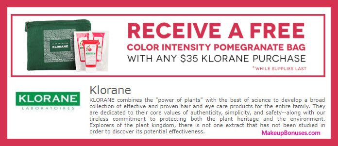 Receive a free 4-pc gift with your $35 Klorane purchase