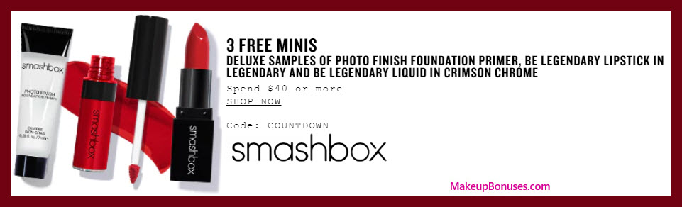 Receive a free 3-pc gift with $40 Smashbox purchase