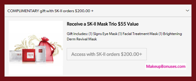 Receive a free 3-pc gift with $200 SK-II purchase