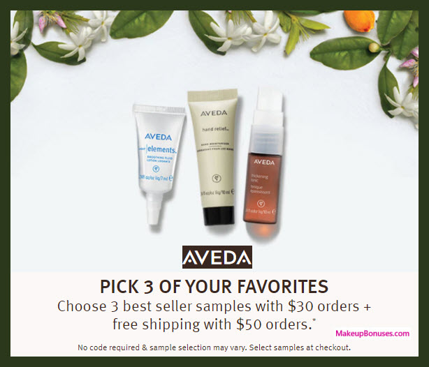 Receive your choice of 3-pc gift with $30 Aveda purchase