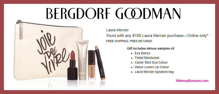 Receive a free 5-pc gift with $100 Laura Mercier purchase
