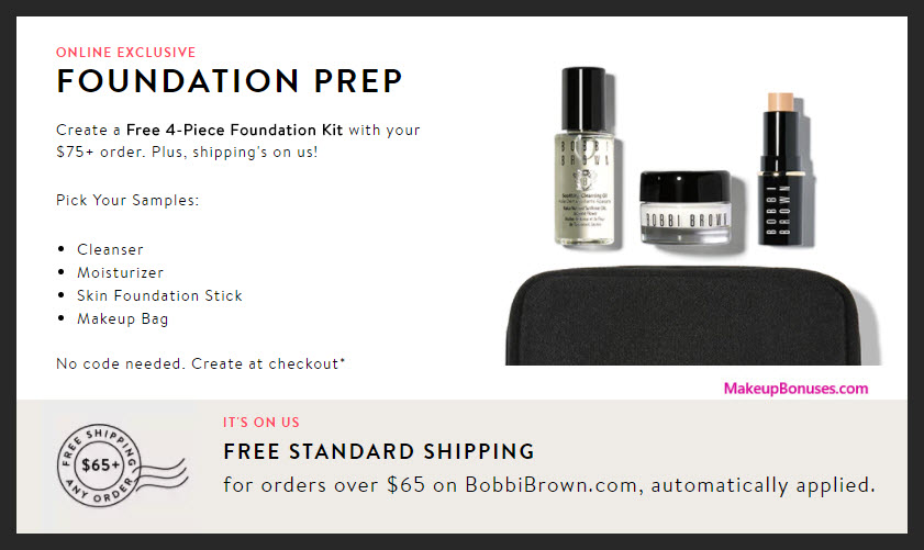 Receive your choice of 4-pc gift with $75 Bobbi Brown purchase