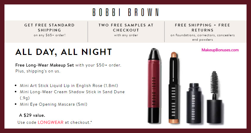 Receive a free 3-pc gift with $50 Bobbi Brown purchase