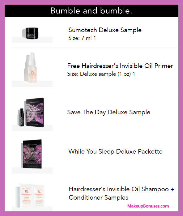 Receive a free 5-pc gift with $30 Bumble and bumble purchase