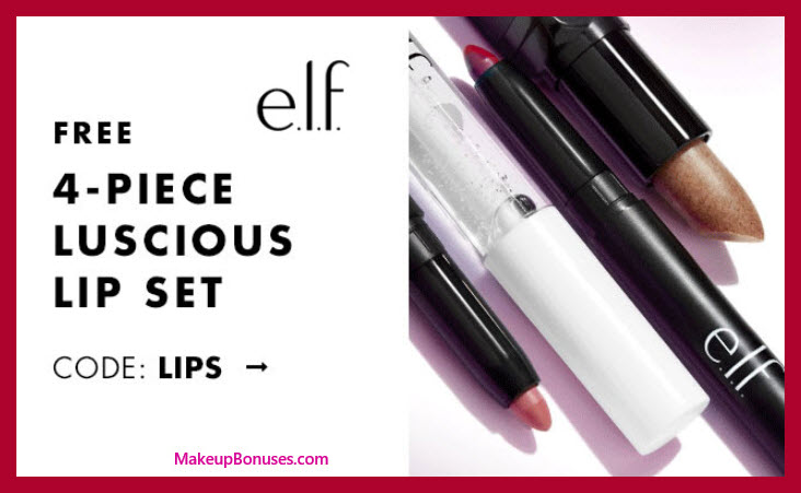 Receive a free 4-pc gift with $25 ELF Cosmetics purchase