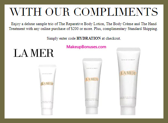 Receive a free 3-pc gift with $200 La Mer purchase