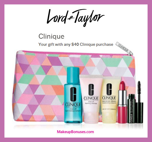 Receive a free 6-pc gift with $40 Clinique purchase