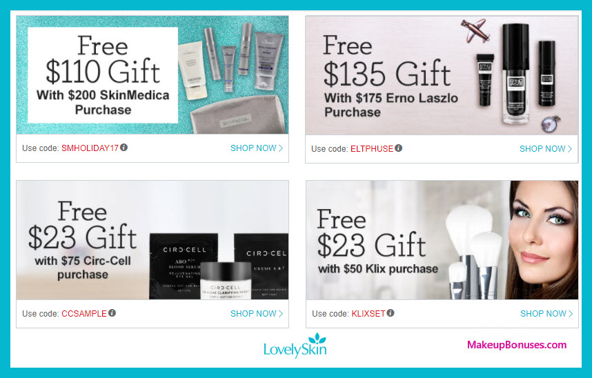 Lovely Skin Free Bonus Gifts w/ Purchase Makeup Bonuses
