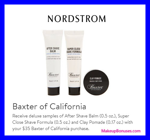 Receive a free 3-pc gift with $35 Baxter of California purchase