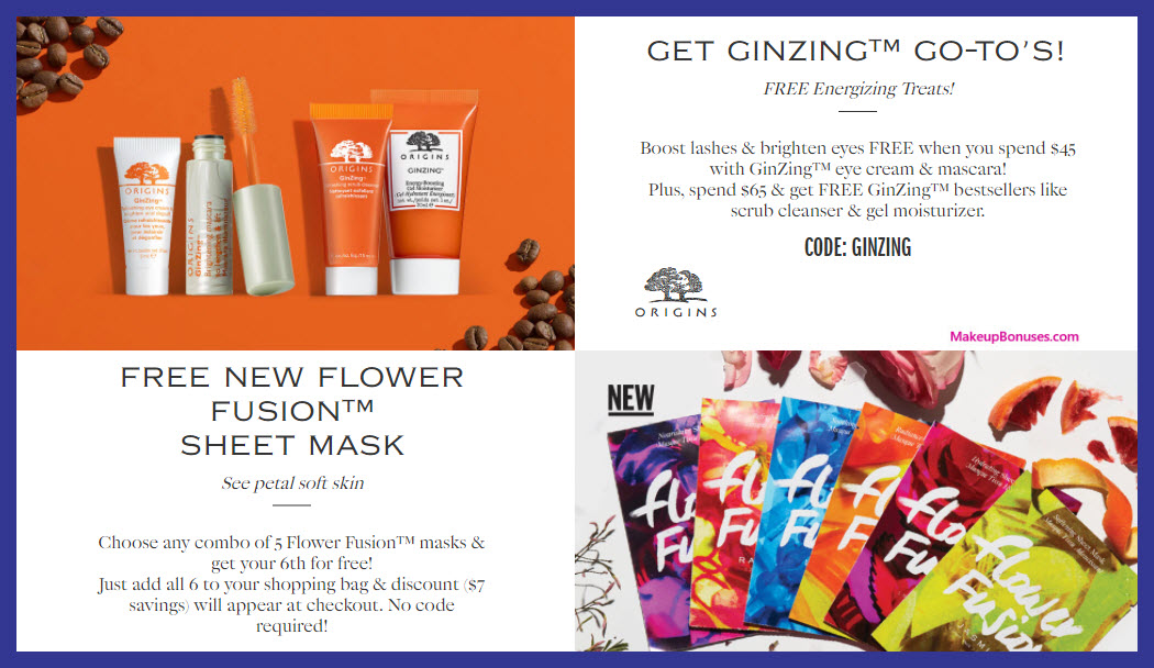 Receive a free 4-pc gift with $65 Origins purchase