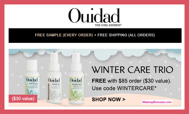 Receive a free 3-pc gift with $85 Ouidad purchase