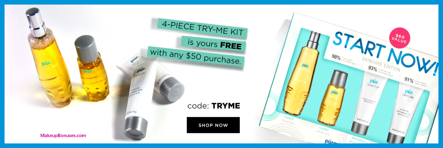 Receive a free 4-pc gift with $50 PÜR purchase