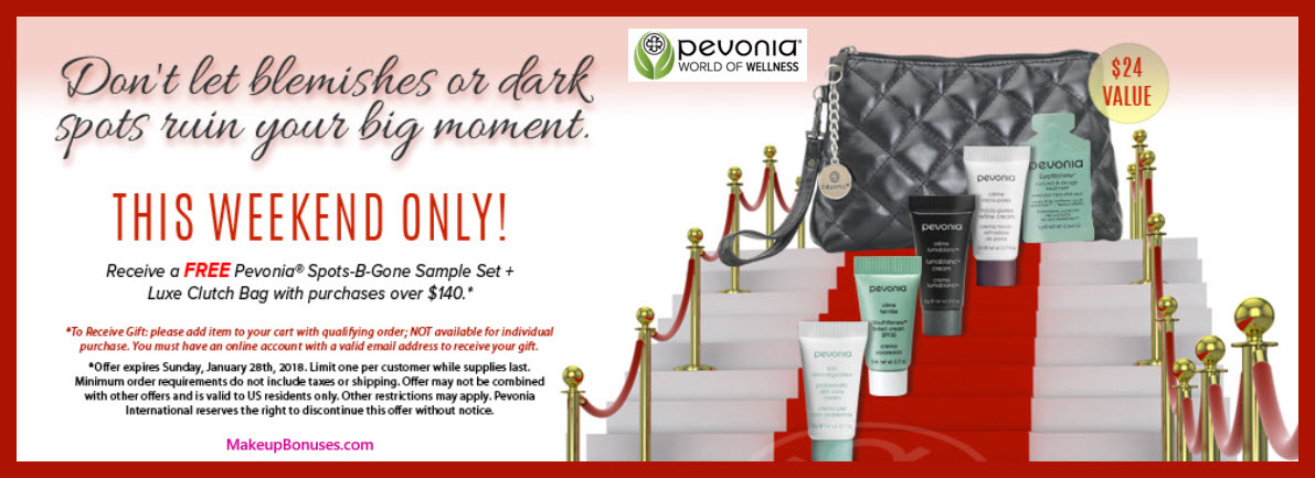 Receive a free 6-pc gift with $140 Pevonia purchase