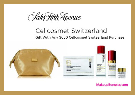 Receive a free 5-pc gift with $650 Cellcosmet Switzerland purchase