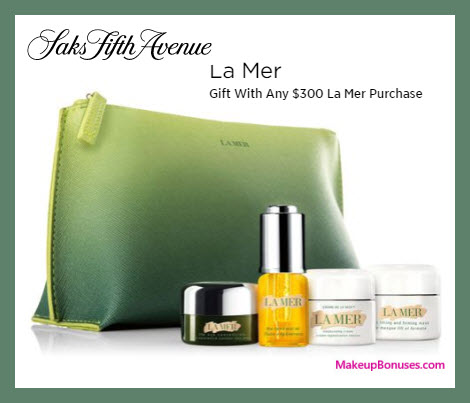 Receive a free 5-pc gift with $300 La Mer purchase