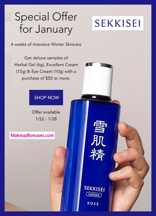 Receive a free 3-pc gift with $50 Sekkisei purchase