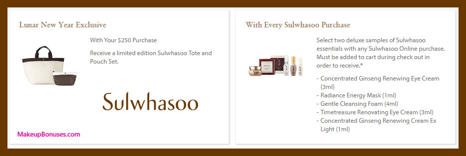 Receive a free 4-pc gift with $250 Sulwhasoo purchase