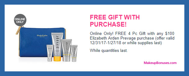 Receive a free 5-pc gift with $100 Elizabeth Arden purchase