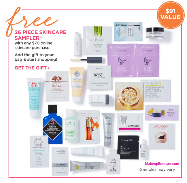 Receive a free 26-pc gift with $70 skincare purchase