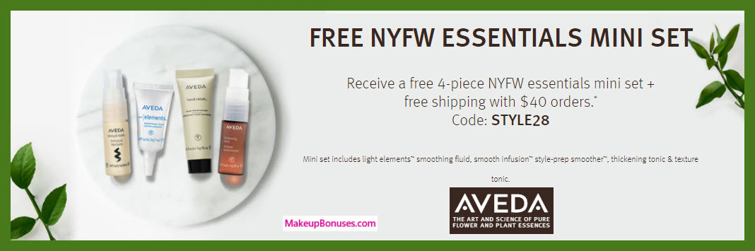 Receive a free 4-pc gift with $40 Aveda purchase