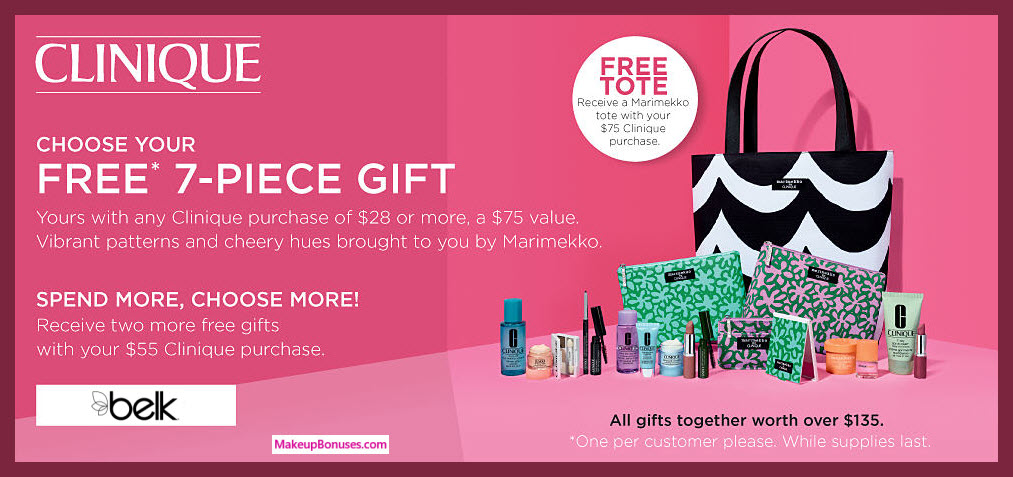 Receive your choice of 7-pc gift with $28 Clinique purchase