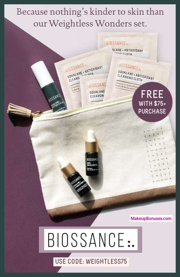 Receive a free 8-pc gift with $75 Biossance purchase