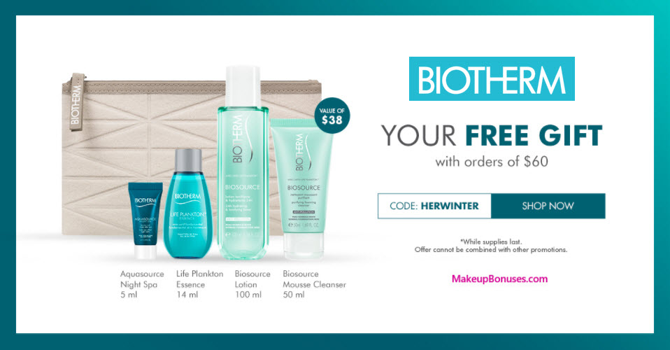 Receive a free 5-pc gift with $60 Biotherm purchase
