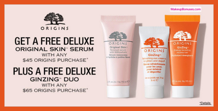 Receive a free 3-pc gift with $65 Origins purchase