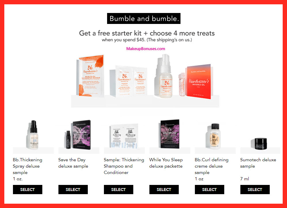 Receive a free 7-pc gift with $45 Bumble and bumble purchase