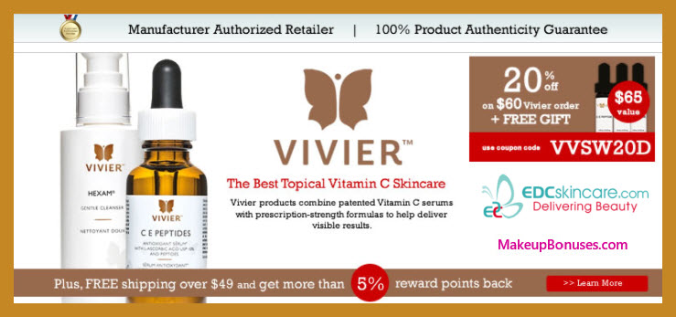 Receive a free 3-pc gift with $60 Vivier purchase