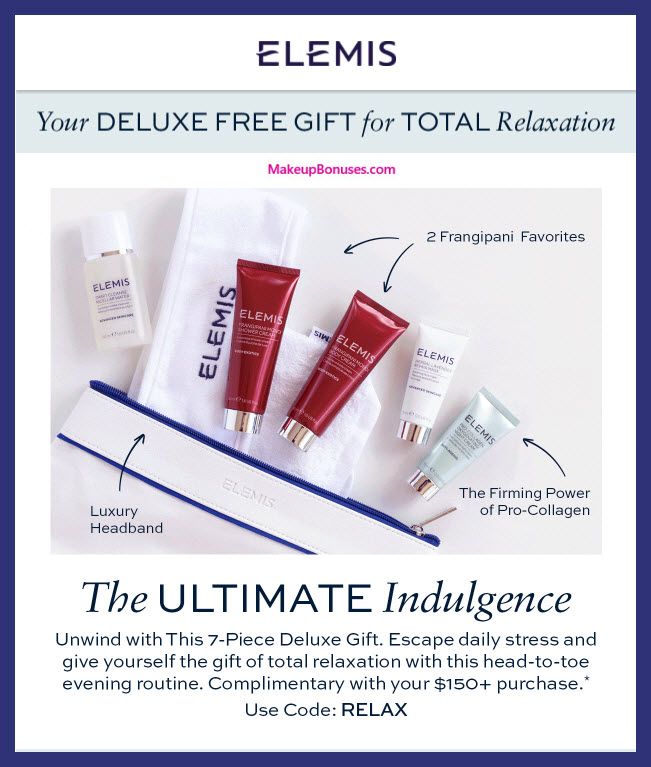 Receive a free 7-pc gift with $150 Elemis purchase