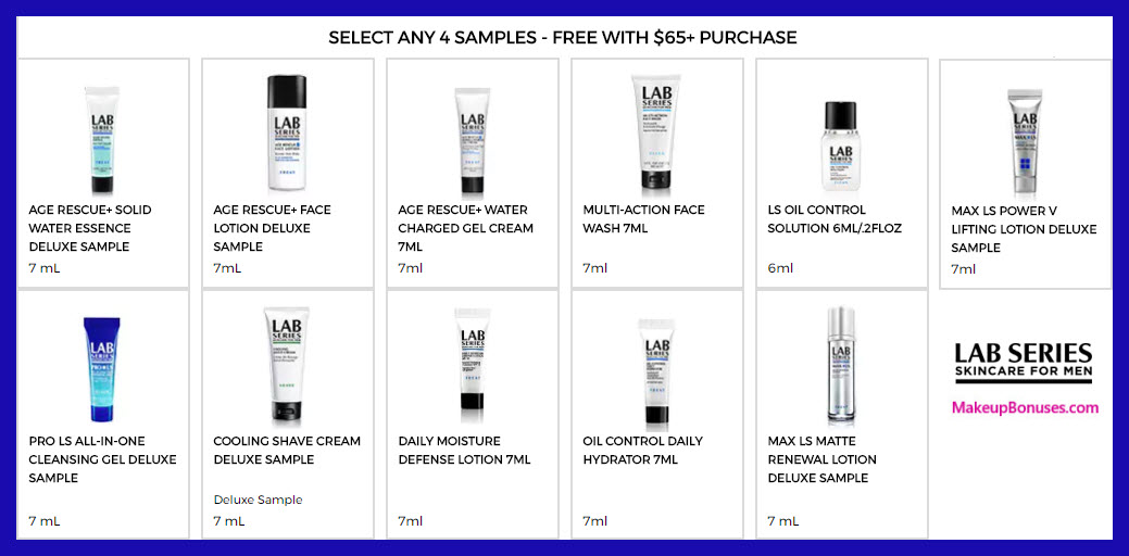 Receive your choice of 4-pc gift with $65 LAB SERIES purchase