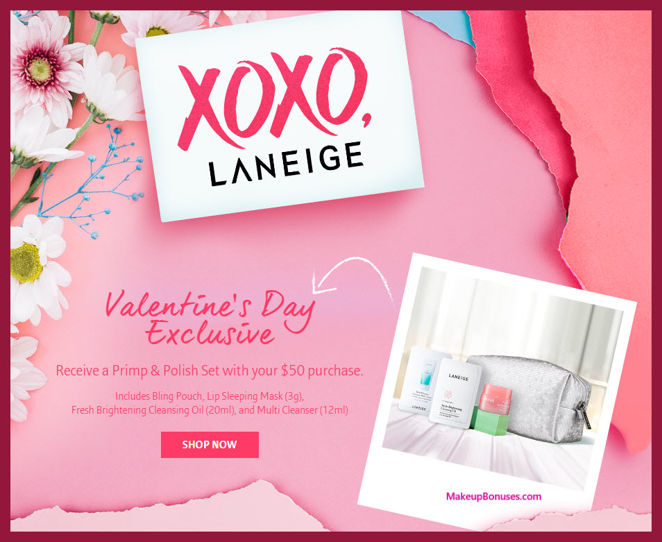 Receive a free 4-pc gift with $50 LANEIGE purchase