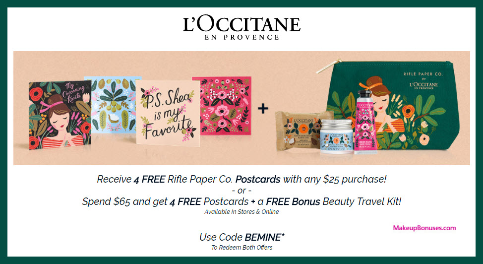 Receive a free 4-pc gift with $25 L'Occitane purchase