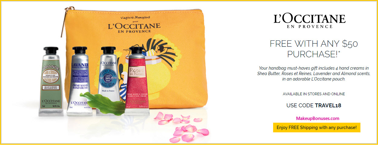 Receive a free 5-pc gift with $50 L'Occitane purchase