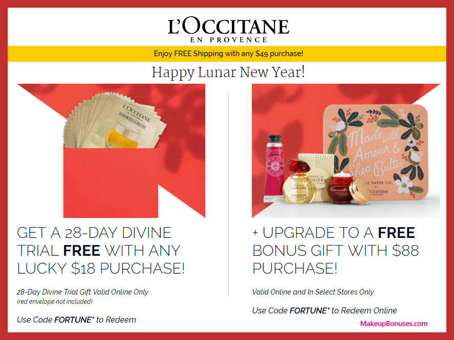 Receive a free 32-pc gift with $88 L'Occitane purchase