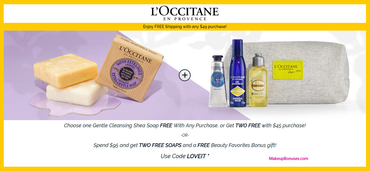 Receive a free 6-pc gift with $95 L'Occitane purchase