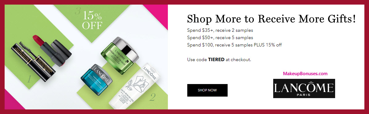 Receive a free 5-pc gift with $50 Lancôme purchase