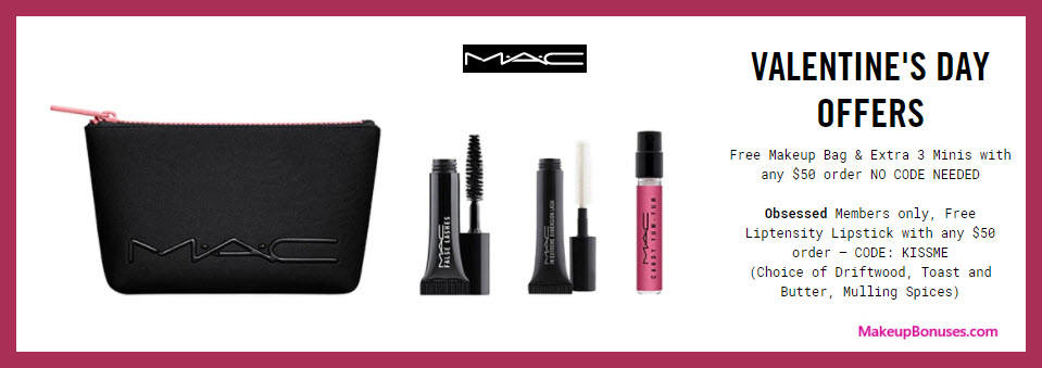 Receive a free 4-pc gift with $50 MAC Cosmetics purchase