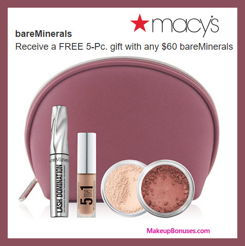 Receive a free 5-pc gift with $60 bareMinerals purchase