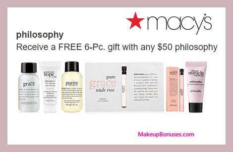Receive a free 6-pc gift with $50 philosophy purchase