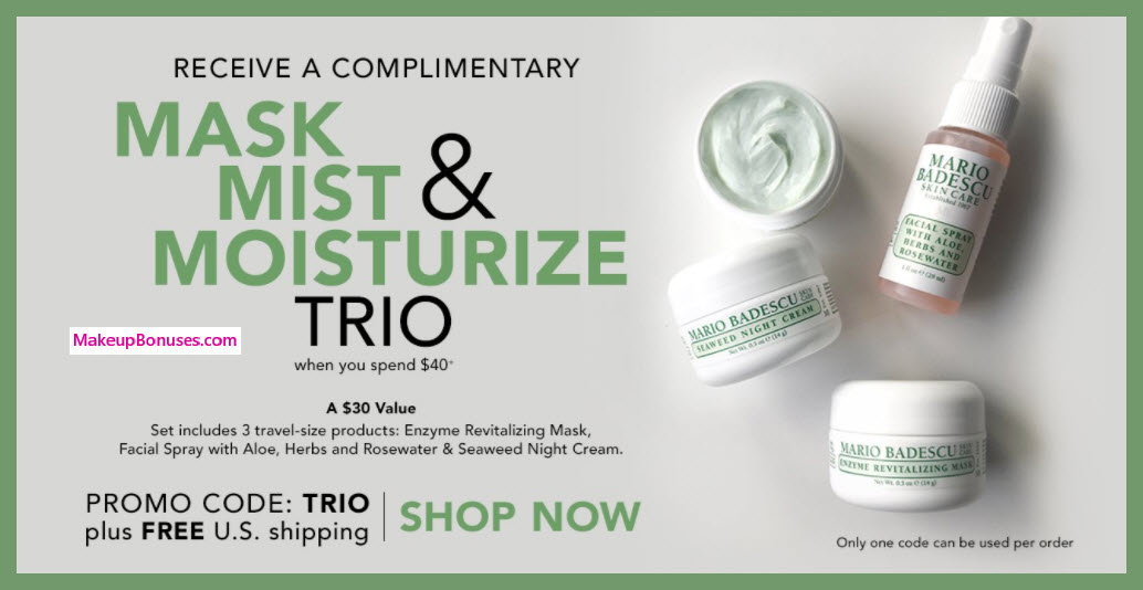 Receive a free 3-pc gift with $30 Mario Badescu purchase