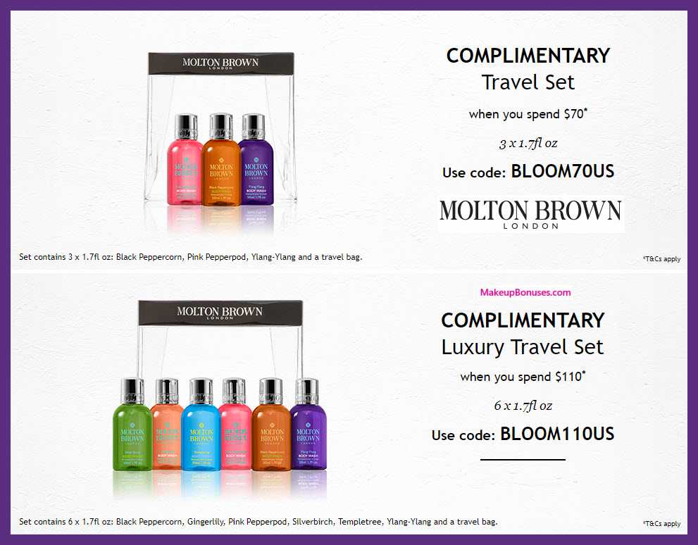 Receive a free 4-pc gift with $70 Molton Brown purchase