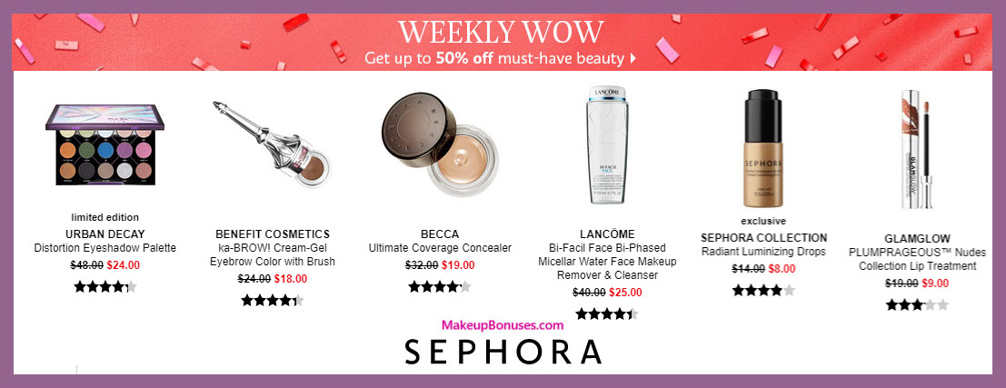 Sephora Weekly Wow Big Discounts - MakeupBonuses.com