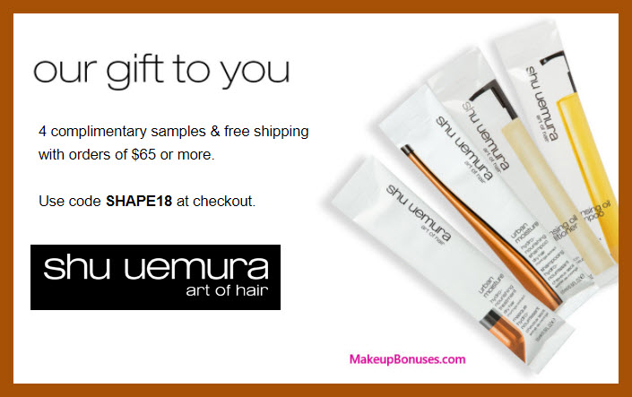 Receive a free 4-pc gift with $65 Shu Uemura Art of Hair purchase