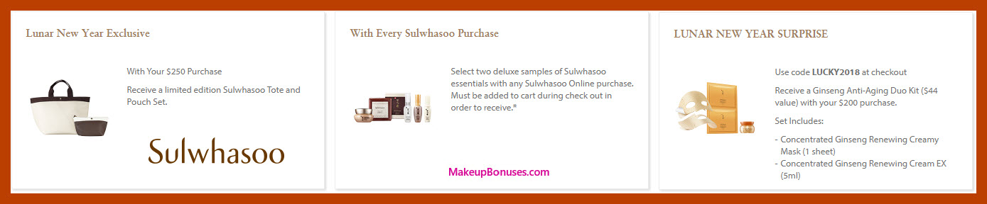 Receive a free 4-pc gift with $250 Sulwhasoo purchase