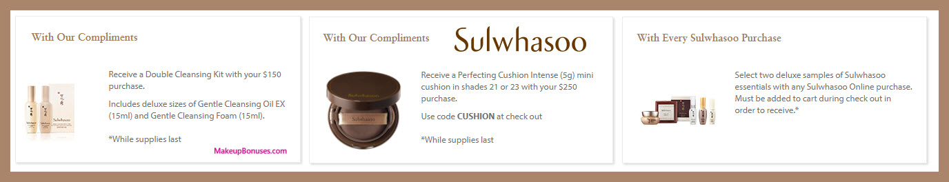 Receive a free 3-pc gift with $250 Sulwhasoo purchase